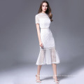 2018 Fashion New Design Hollow Out Short Sleeve Lace Dress